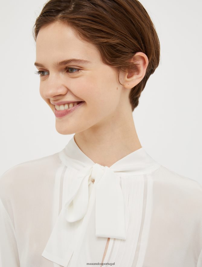 vestuário ponto MAX&Co. mulheres blusa de jersey e seda padrão de marfim B40R64533