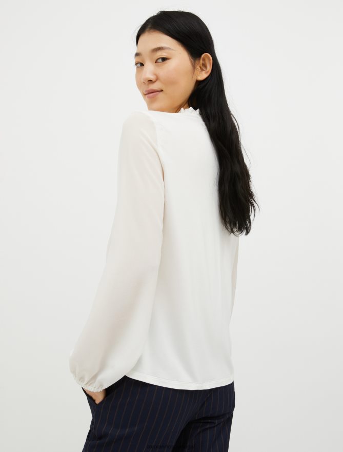 vestuário ponto MAX&Co. mulheres blusa de seda e jersey branco B40R64541