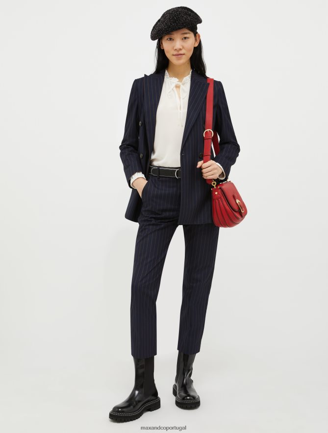 vestuário ponto MAX&Co. mulheres blusa de seda e jersey branco B40R64541