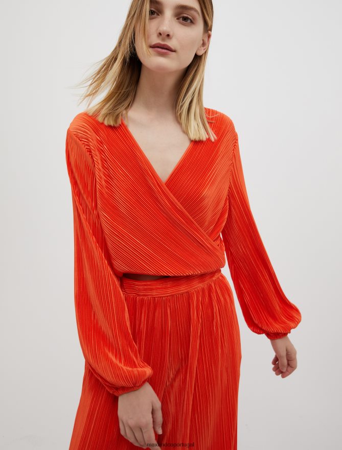 vestuário ponto MAX&Co. mulheres blusa jersey micro plissada ferrugem B40R64504