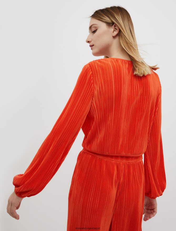 vestuário ponto MAX&Co. mulheres blusa jersey micro plissada ferrugem B40R64504