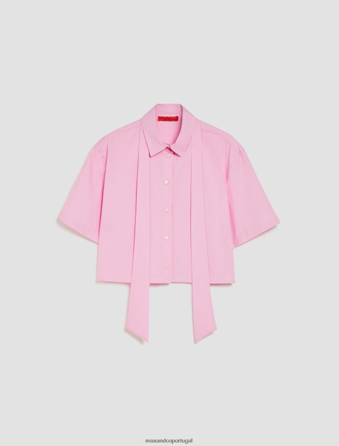 vestuário ponto MAX&Co. mulheres camisa cropped de popeline de algodão rosa B40R64547