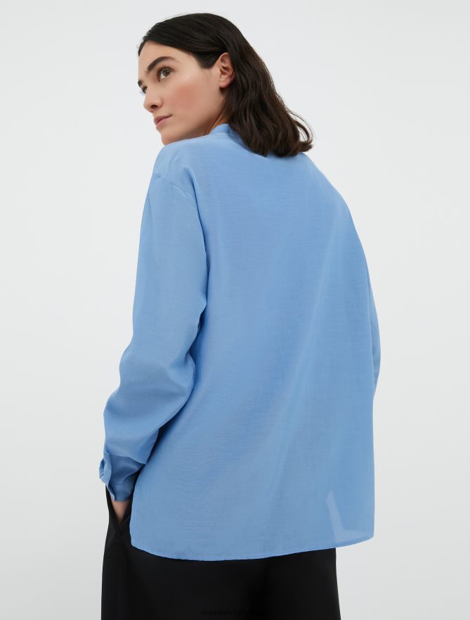 vestuário ponto MAX&Co. mulheres camisa de algodão e seda força aérea azul B40R64465