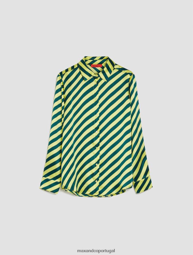 vestuário ponto MAX&Co. mulheres camisa de cetim de seda giallo fluo B40R64495