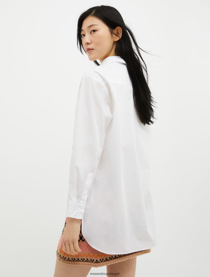 vestuário ponto MAX&Co. mulheres camisa de popeline com ajuste descontraído branco B40R64522