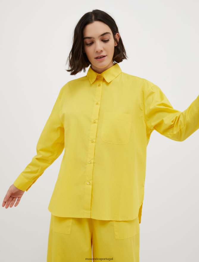 vestuário ponto MAX&Co. mulheres camisa de popeline de algodão limão B40R64460
