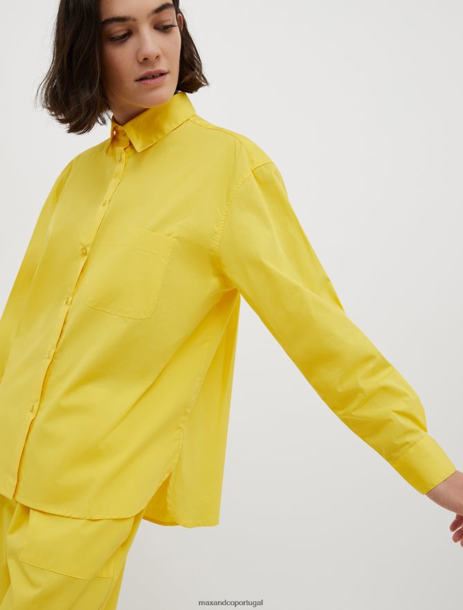 vestuário ponto MAX&Co. mulheres camisa de popeline de algodão limão B40R64460