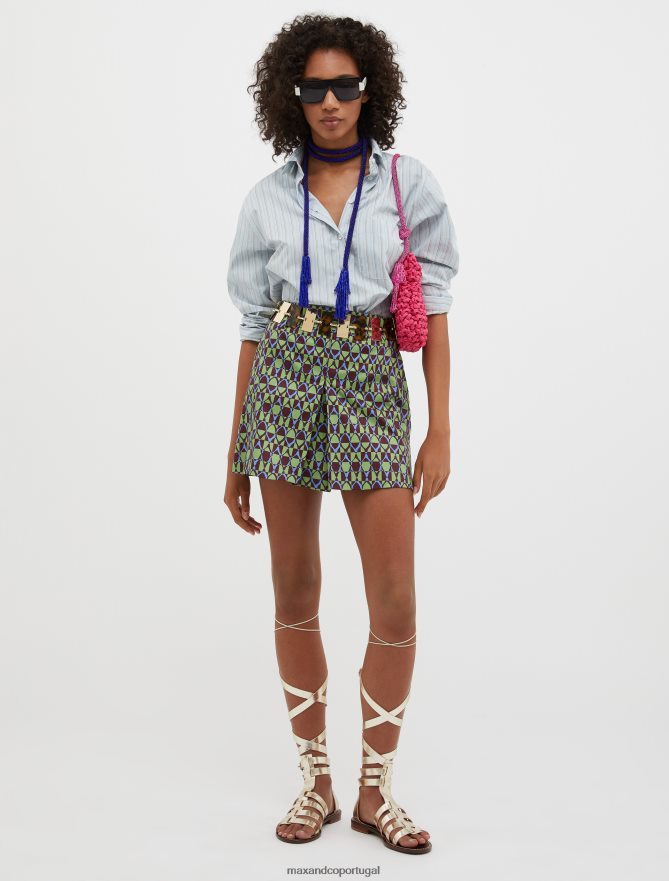 vestuário ponto MAX&Co. mulheres camisa de popeline de algodão padrão azul claro B40R64457