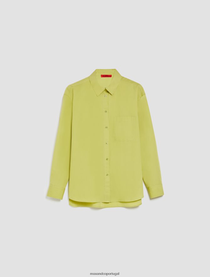 vestuário ponto MAX&Co. mulheres camisa de popeline de algodão verde B40R64461