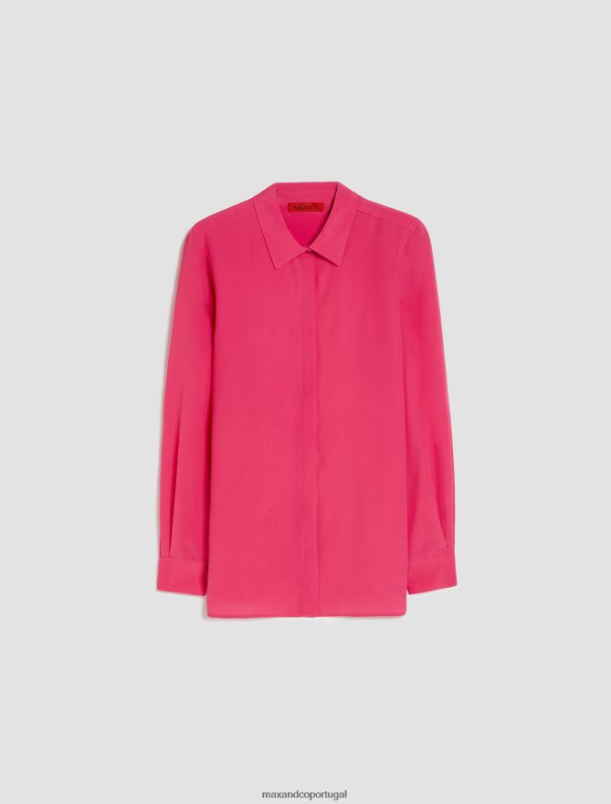vestuário ponto MAX&Co. mulheres camisa em crepe de seda de seda fúcsia B40R64500