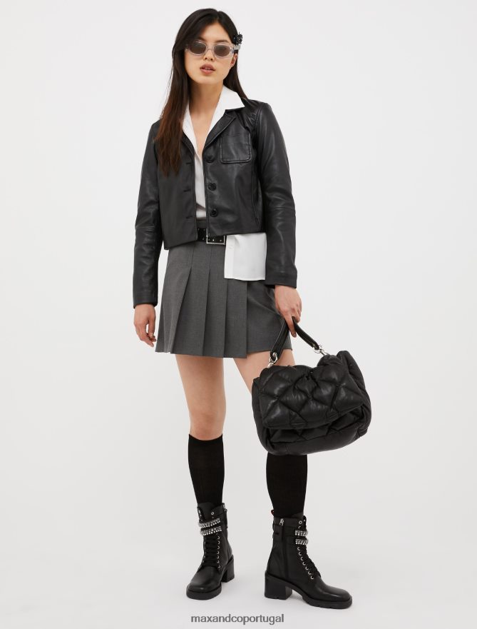 vestuário ponto MAX&Co. mulheres camisa em crepe de seda de seda marfim B40R64513