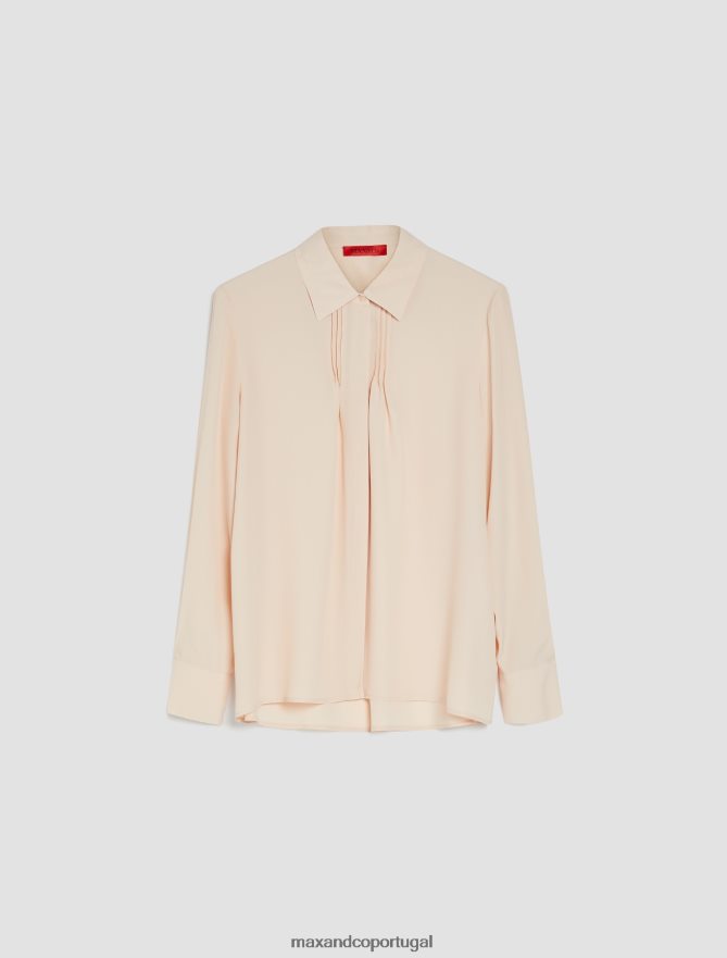 vestuário ponto MAX&Co. mulheres camisa em crepe de seda de seda rosa B40R64514