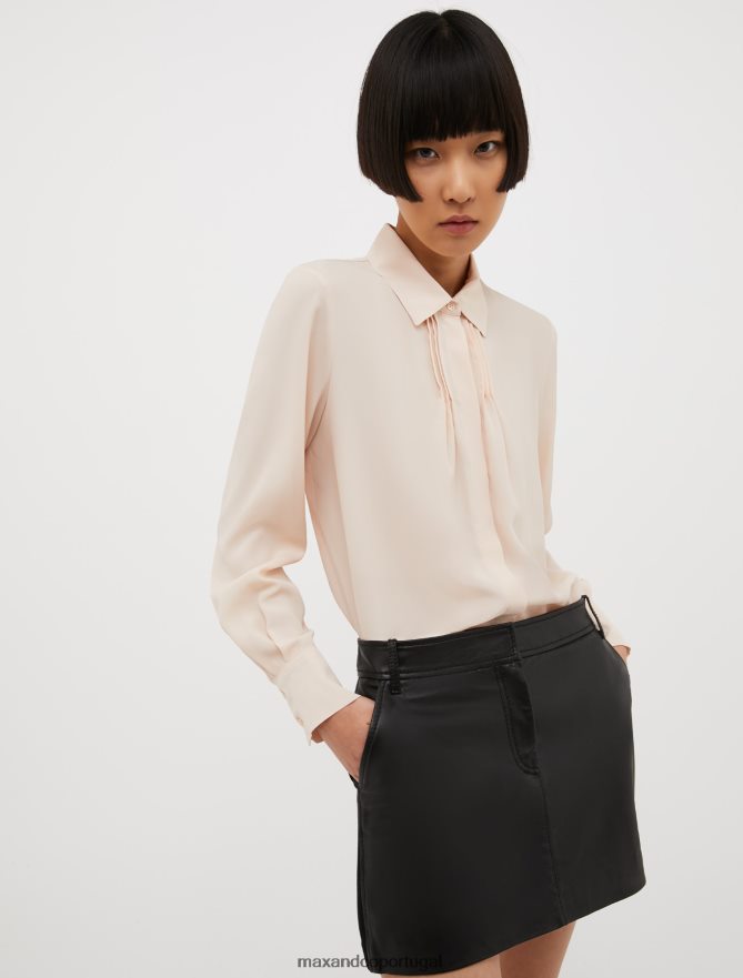 vestuário ponto MAX&Co. mulheres camisa em crepe de seda de seda rosa B40R64514