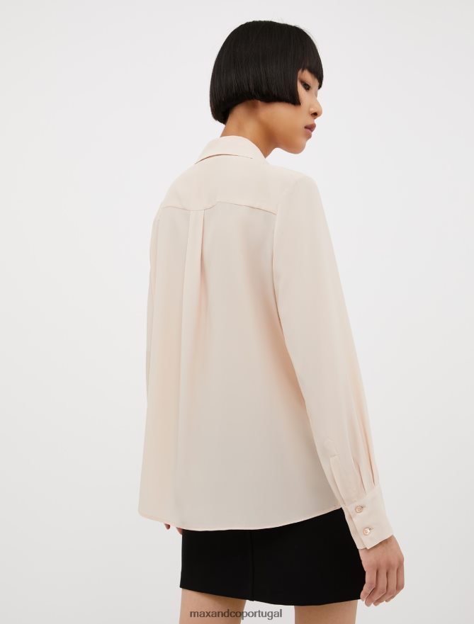 vestuário ponto MAX&Co. mulheres camisa em crepe de seda de seda rosa B40R64514