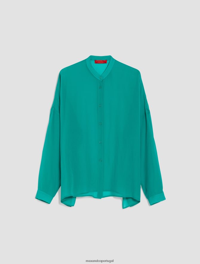 vestuário ponto MAX&Co. mulheres camisa georgette verde esmeralda B40R64442