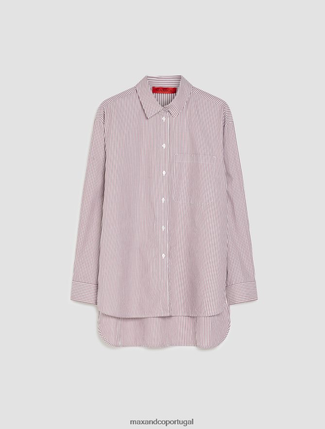 vestuário ponto MAX&Co. mulheres camisa listrada de popelina de algodão padrão vermelho B40R64456