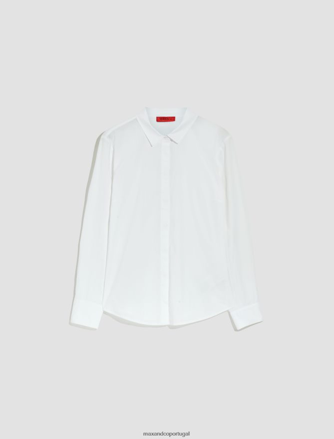 vestuário ponto MAX&Co. mulheres camisa slim fit de popeline de algodão óptica branca B40R64517