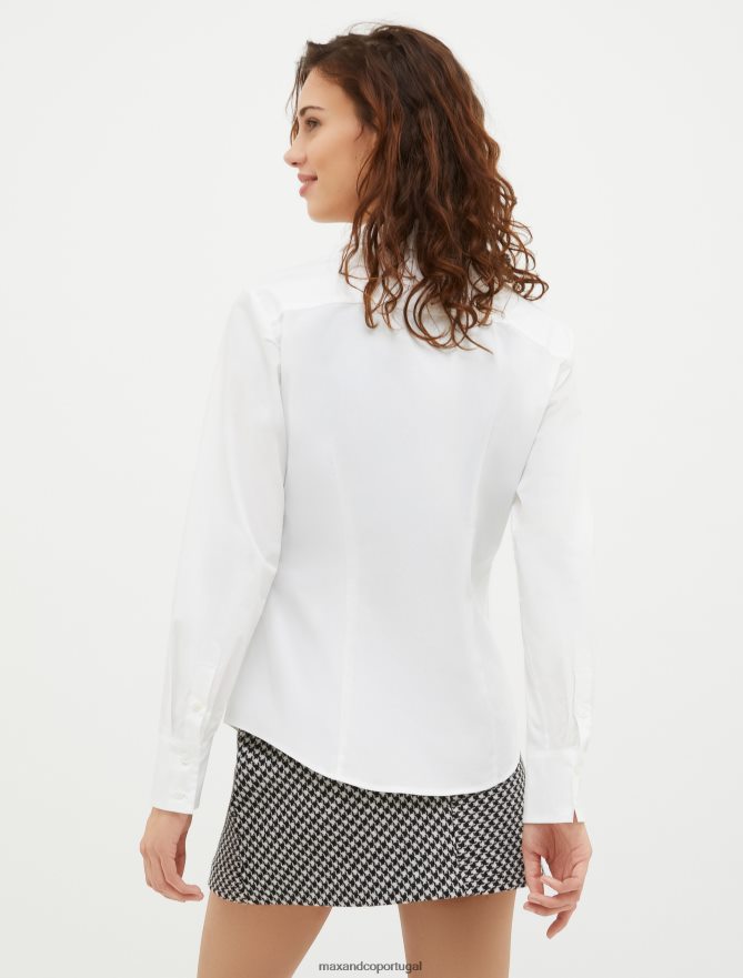 vestuário ponto MAX&Co. mulheres camisa slim fit de popeline de algodão óptica branca B40R64517