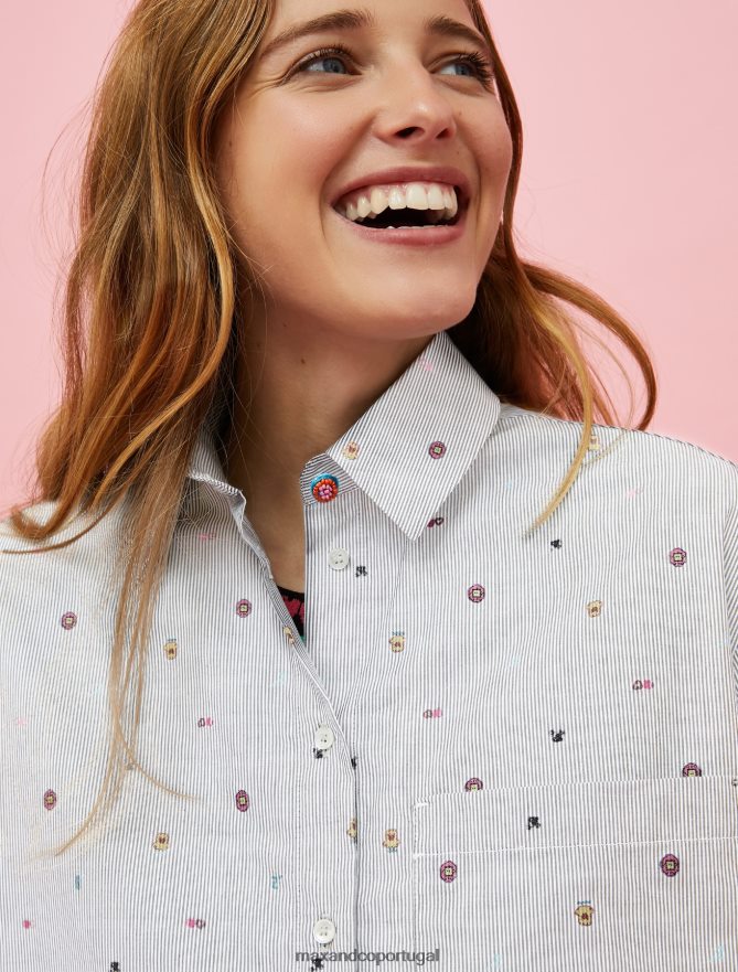 vestuário ponto MAX&Co. mulheres camisa tamagotchi fil cupê padrão preto B40R64529