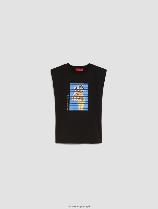 vestuário ponto MAX&Co. mulheres Vamos desenhar! camiseta sem mangas preto B40R64574