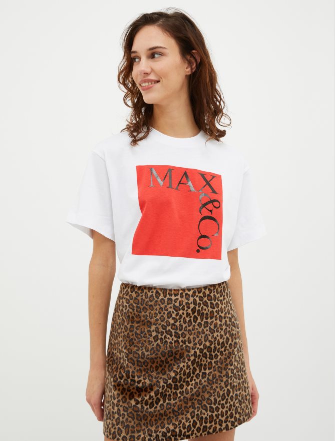 vestuário ponto MAX&Co. mulheres camiseta com estampa de logo padrão vermelho B40R64556