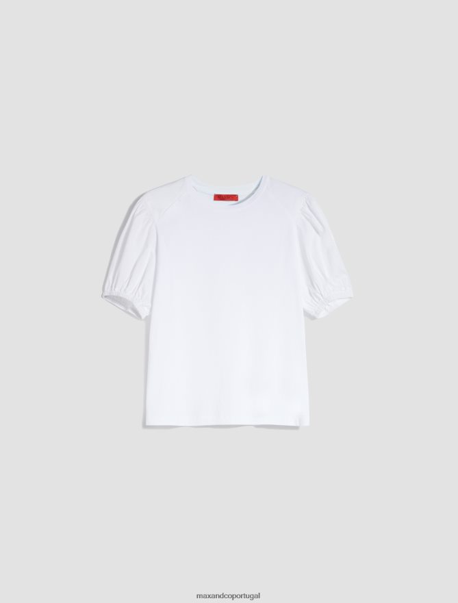 vestuário ponto MAX&Co. mulheres camiseta com manga balão óptica branca B40R64657