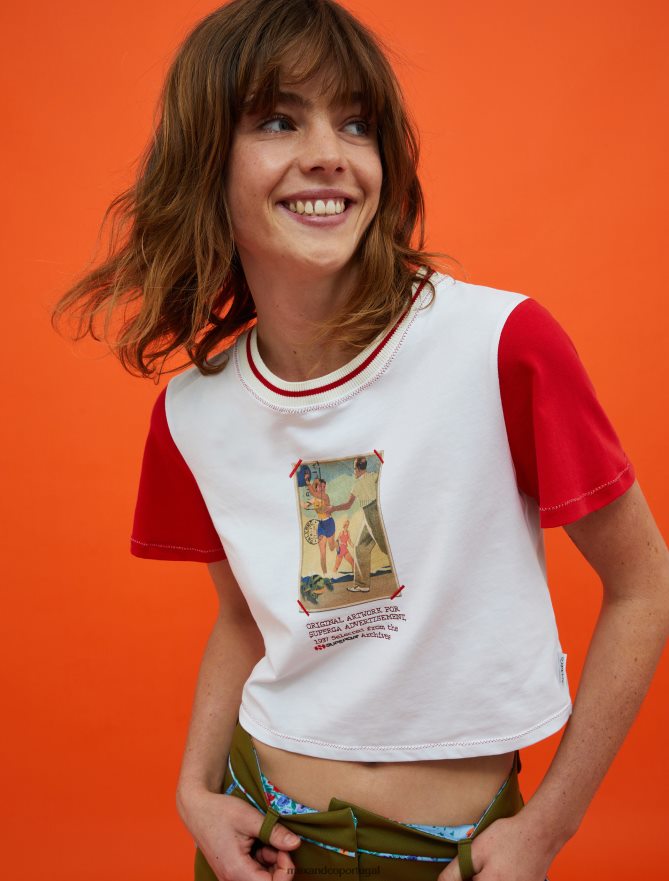 vestuário ponto MAX&Co. mulheres camiseta cropped estampada superga óptica branca B40R64572