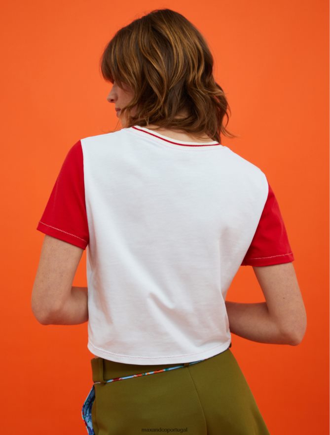 vestuário ponto MAX&Co. mulheres camiseta cropped estampada superga óptica branca B40R64572