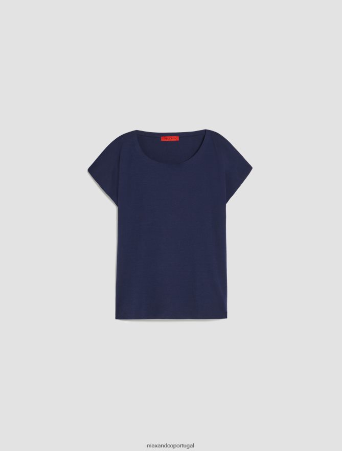 vestuário ponto MAX&Co. mulheres camiseta de algodão azul-marinho B40R64629