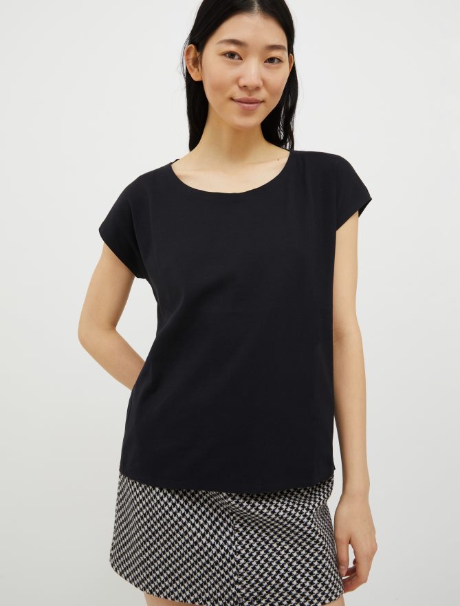 vestuário ponto MAX&Co. mulheres camiseta de algodão preto B40R64628