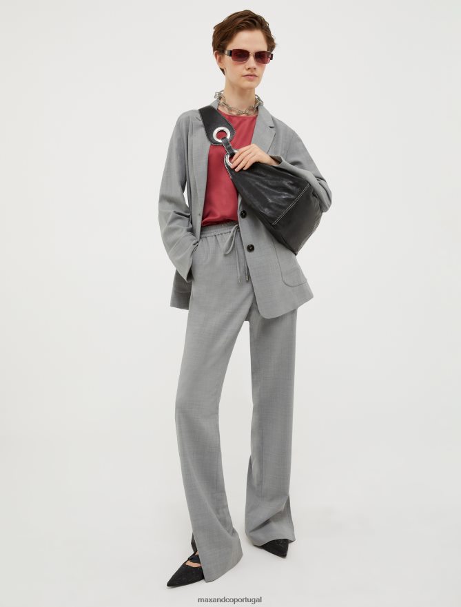 vestuário ponto MAX&Co. mulheres camiseta de cetim de seda Borgonha B40R64639