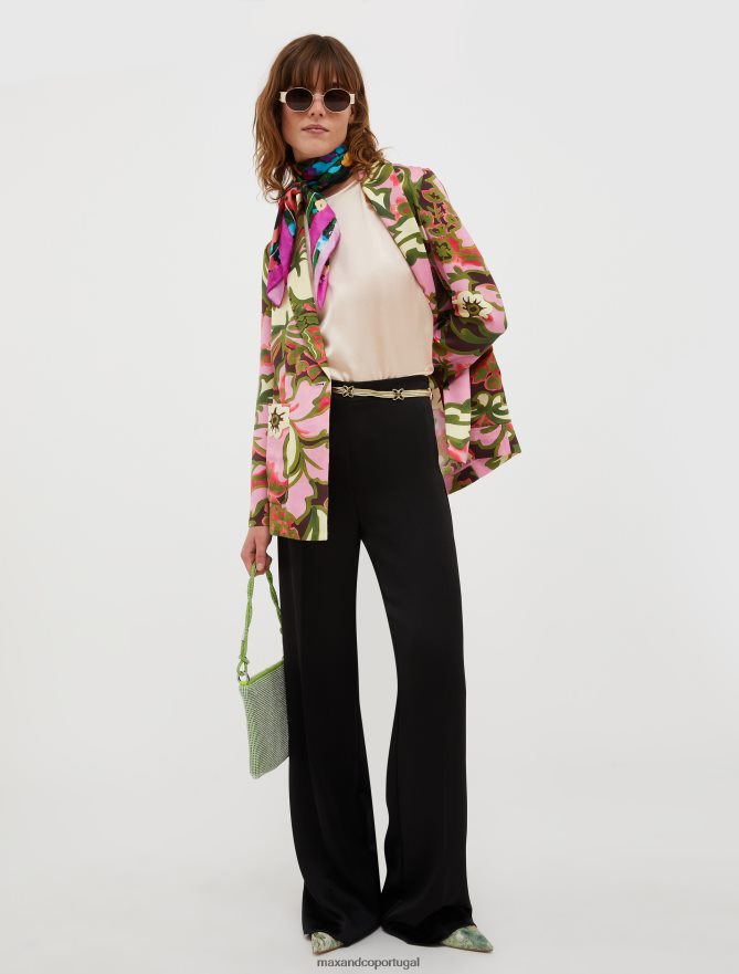 vestuário ponto MAX&Co. mulheres camiseta de cetim de seda rosa B40R64638