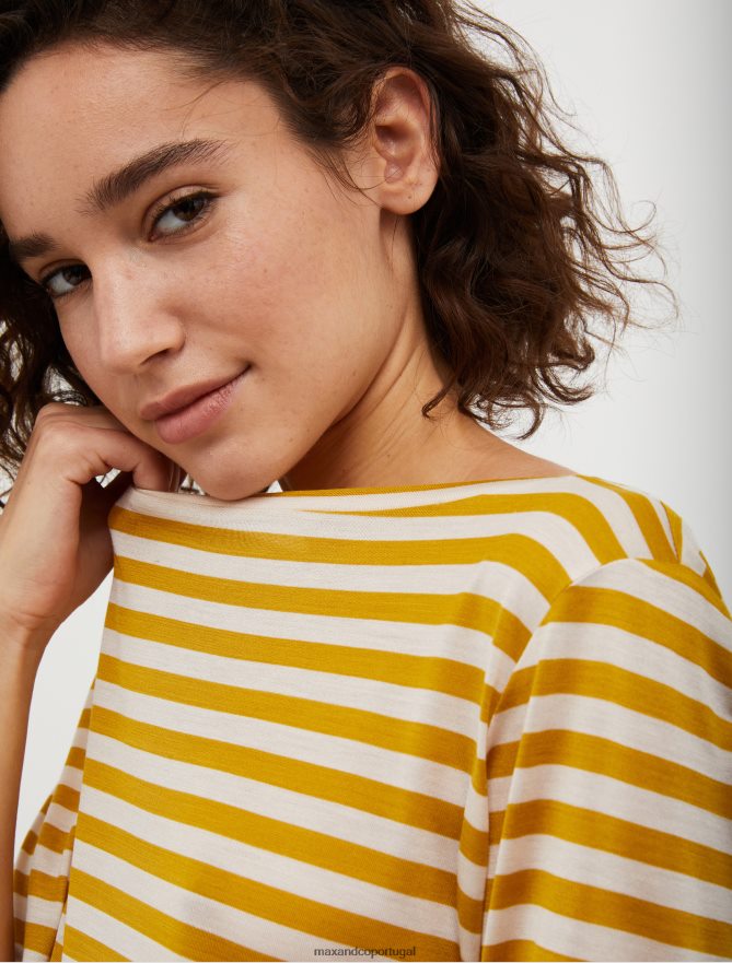 vestuário ponto MAX&Co. mulheres camiseta de seda verde oliva B40R64588