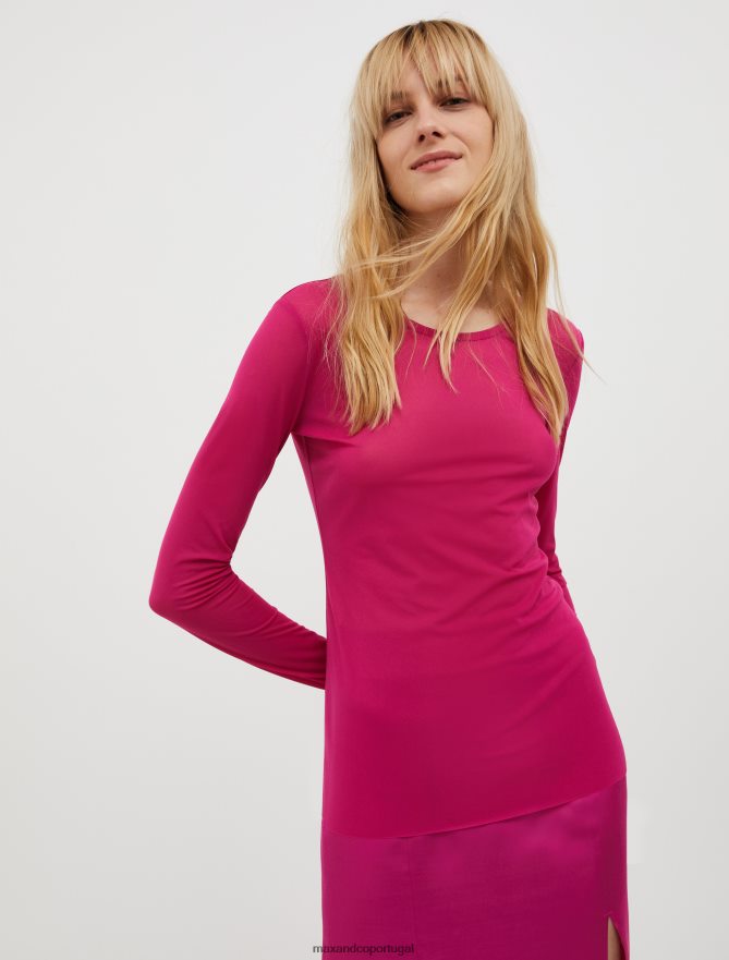 vestuário ponto MAX&Co. mulheres camiseta de tule padrão fúcsia B40R64587