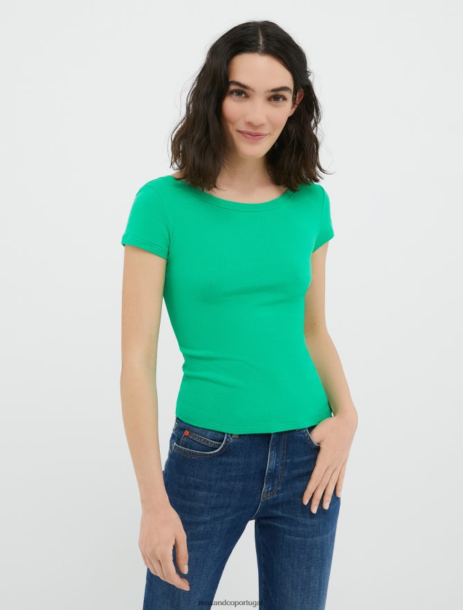 vestuário ponto MAX&Co. mulheres camiseta justa em jersey céu azul B40R64602