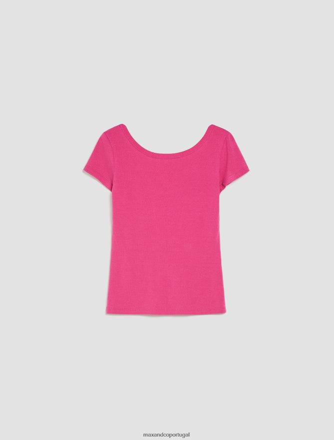 vestuário ponto MAX&Co. mulheres camiseta justa em jersey roxo B40R64593