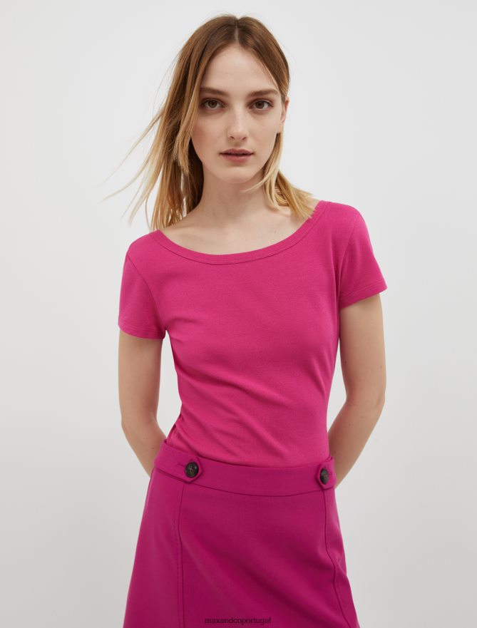 vestuário ponto MAX&Co. mulheres camiseta justa em jersey roxo B40R64593