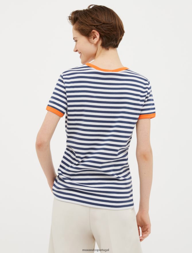 vestuário ponto MAX&Co. mulheres camiseta slim fit com logo azul-marinho B40R64650