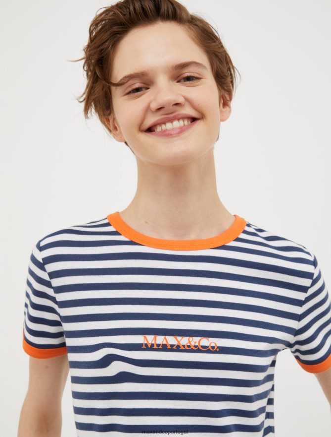 vestuário ponto MAX&Co. mulheres camiseta slim fit com logo azul-marinho B40R64650