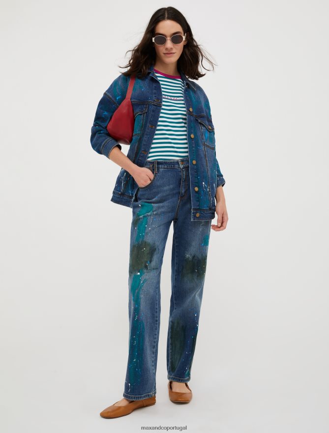 vestuário ponto MAX&Co. mulheres camiseta slim fit com logo verde B40R64649