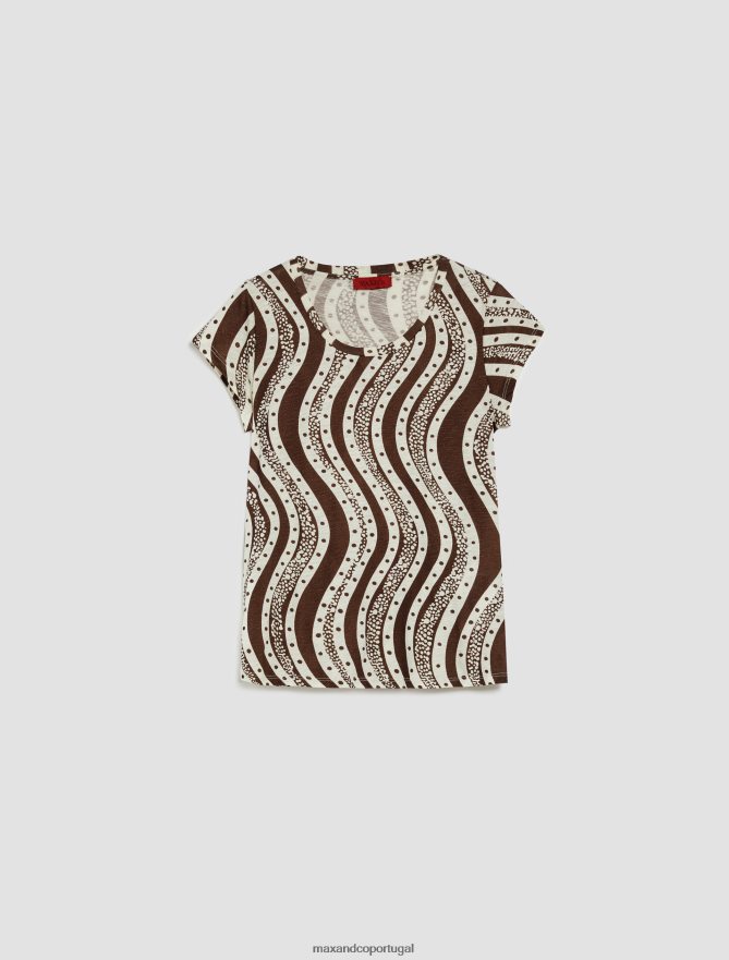 vestuário ponto MAX&Co. mulheres pessoas, lugares, camiseta colorida padrão marrom B40R64580