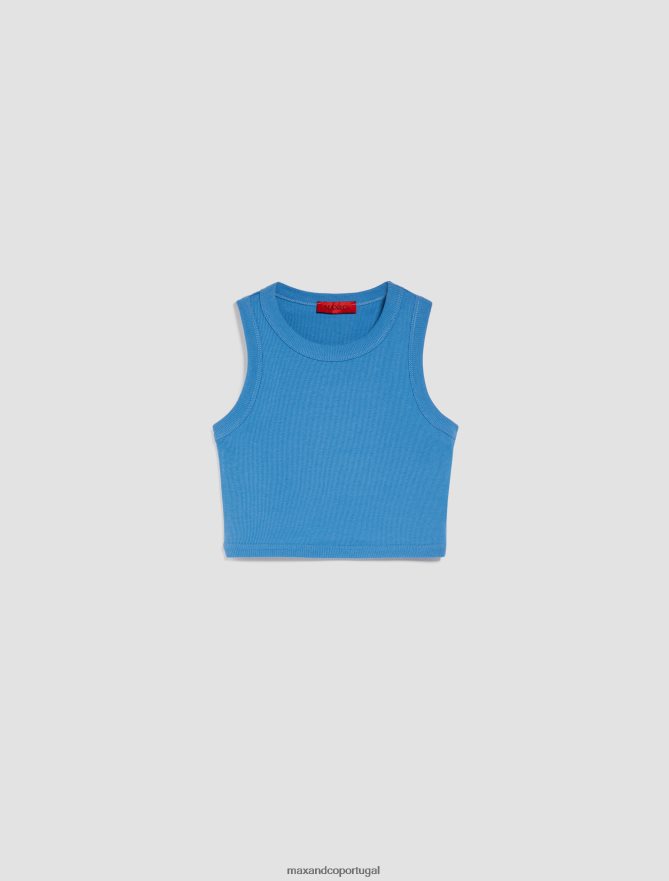 vestuário ponto MAX&Co. mulheres top cropped de algodão canelado céu azul B40R64510
