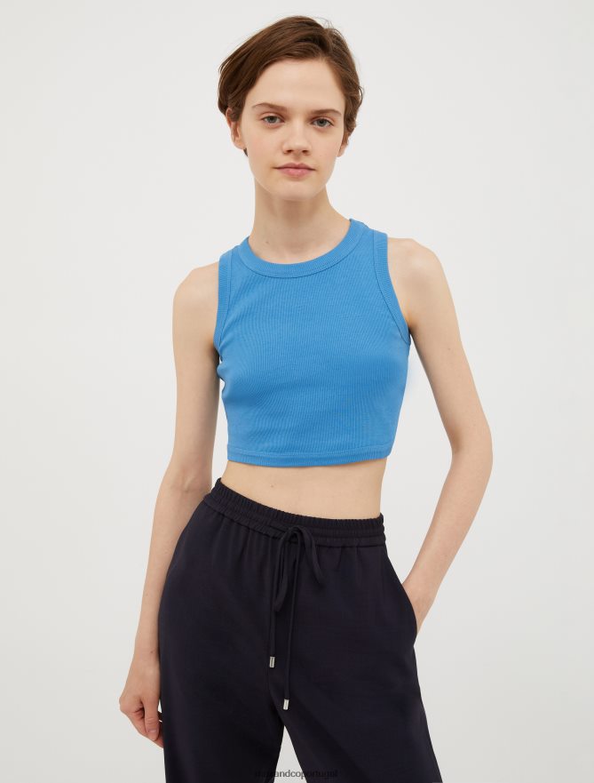 vestuário ponto MAX&Co. mulheres top cropped de algodão canelado céu azul B40R64510