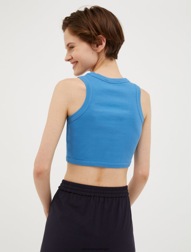 vestuário ponto MAX&Co. mulheres top cropped de algodão canelado céu azul B40R64510