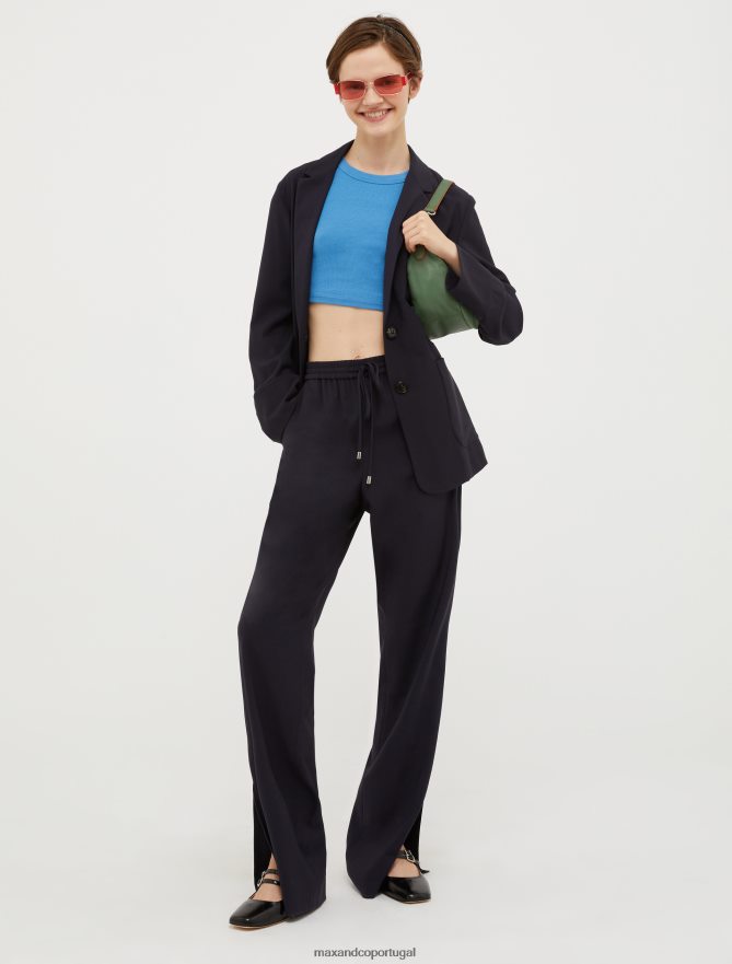 vestuário ponto MAX&Co. mulheres top cropped de algodão canelado céu azul B40R64510