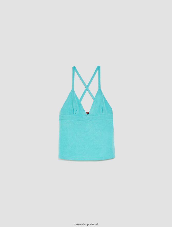 vestuário ponto MAX&Co. mulheres top lurex-jersey verde pastel B40R64469
