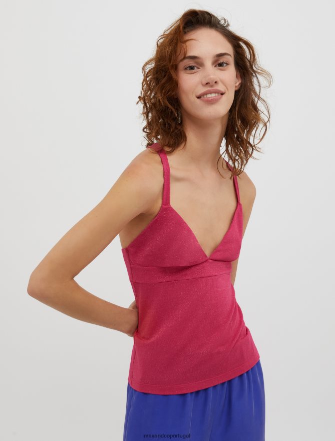 vestuário ponto MAX&Co. mulheres top lurex-jersey vermelho B40R64470