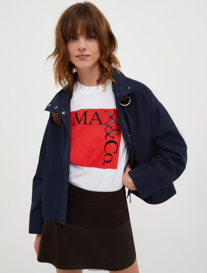 vestuário ponto MAX&Co. mulheres blusão técnico-gabardine azul da meia noite B40R64811
