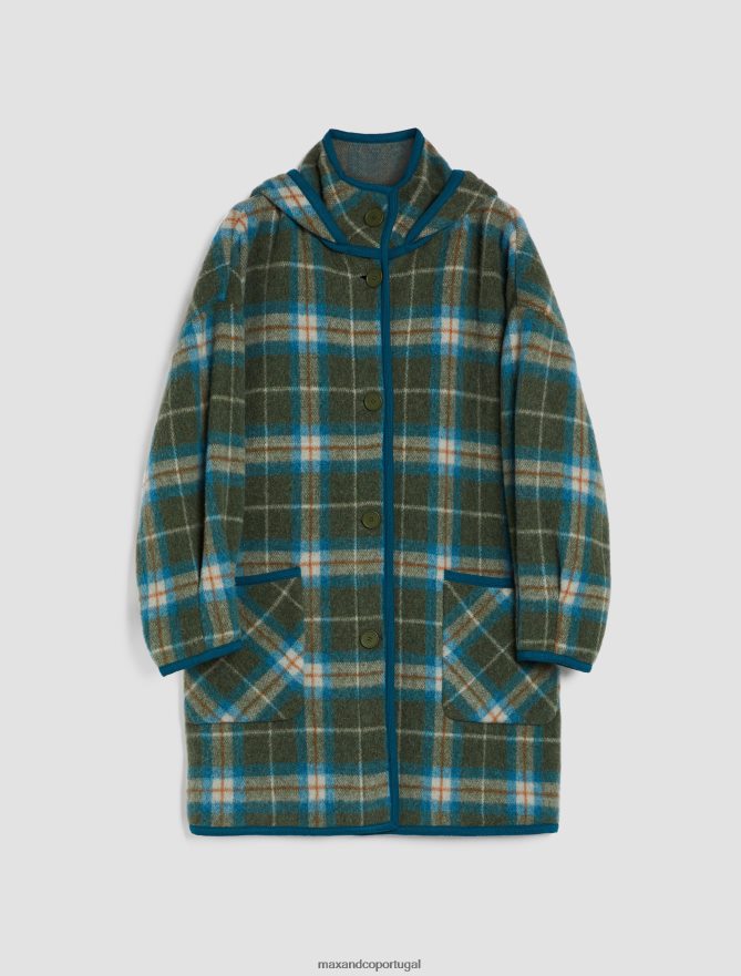 vestuário ponto MAX&Co. mulheres casaco com capuz de mistura de lã fervida céu azul B40R64877