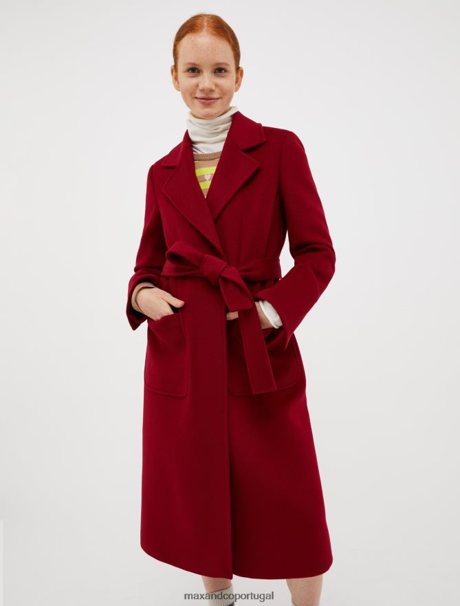 vestuário ponto MAX&Co. mulheres casaco de feltro de lã fugitivo Borgonha B40R64854